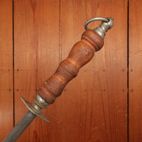 F Dick 14" Sharpening Steel Nickel & Turned Wood Handle Germany 1950s-70s