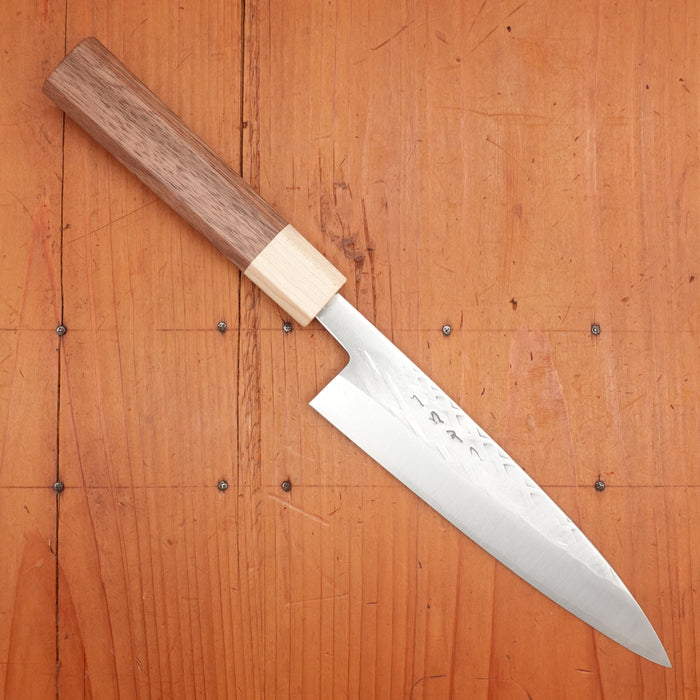 Hitohira TD 165mm Stout Gyuto SLD Tsuchime Walnut Handle