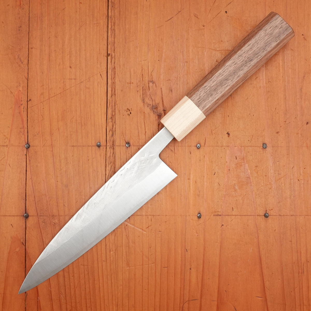 Hitohira TD 165mm Stout Gyuto SLD Tsuchime Walnut Handle