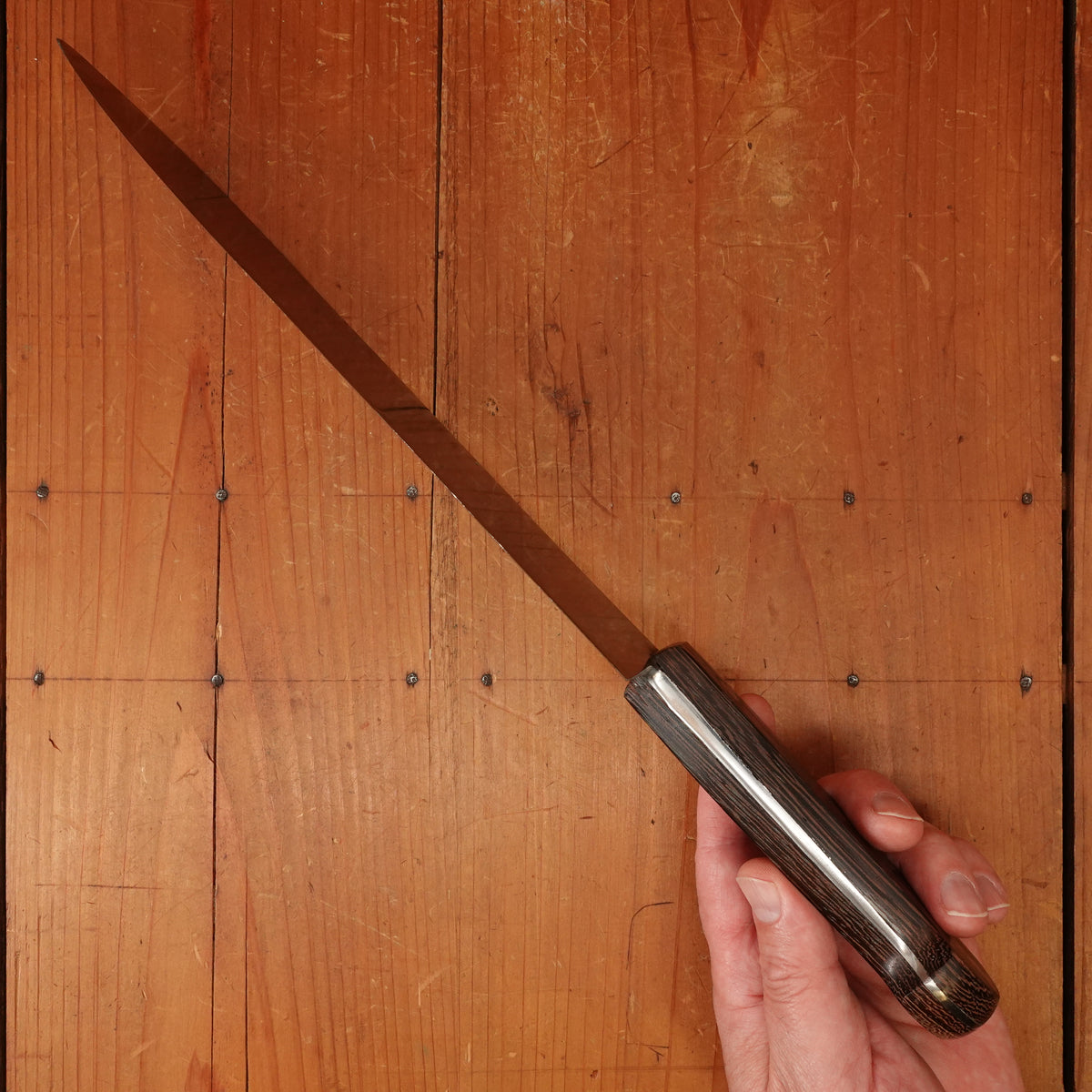 New Old Stock Thiers Issard 25.5cm / 10" Plate-Semelle Abattre Butcher Knife Hand Forged Carbon Brass & Wenge Thiers 1980s-90s ?