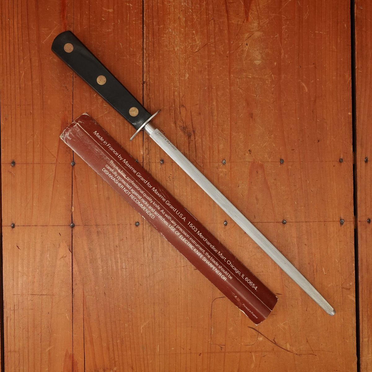 New Old Stock Maxime Girard Sabatier 10" Honing Rod Stainless France 1970s