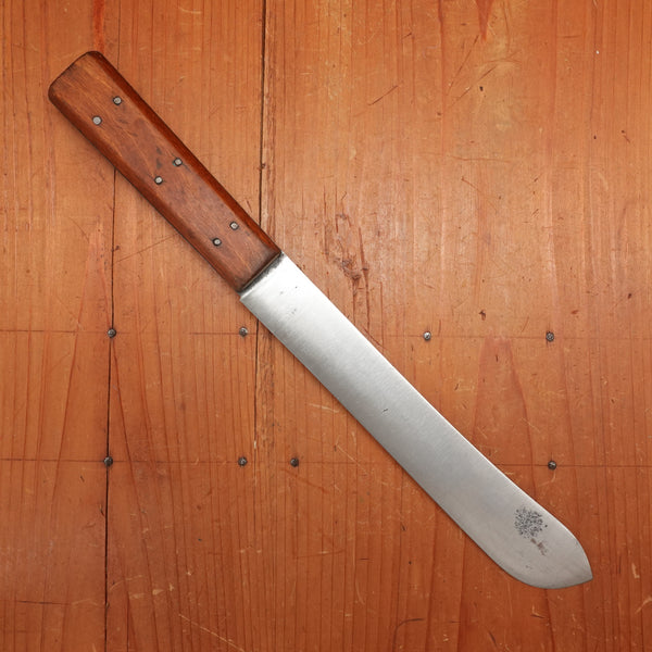 Unmarked American or English 8" Bullnose Butcher Carbon Steel Beech 6 Pin 1900-1940?