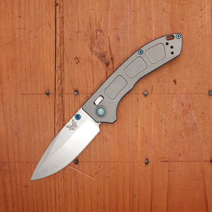 Benchmade 743 Mini Narrows Drop Point CPM-20CV AXIS Lock Raw Titanium Handle