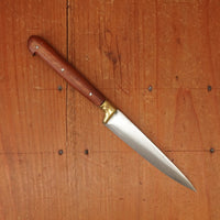 New Old Stock Anframa 4" Paring Knife Carbon Cherry Wood & Brass Handle Maniago, Italy ~1950s 60s