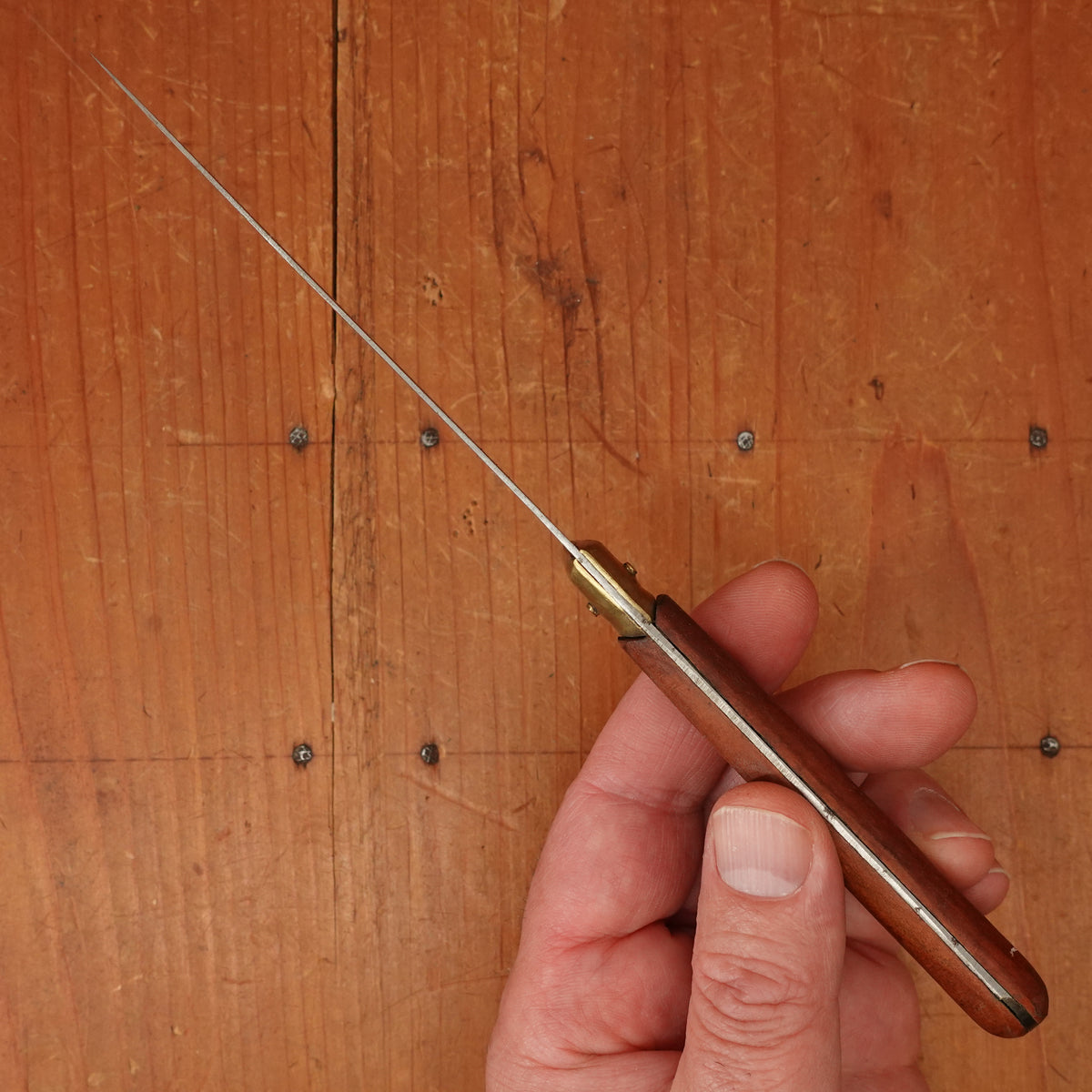 New Old Stock Anframa 4" Paring Knife Carbon Cherry Wood & Brass Handle Maniago, Italy ~1950s 60s