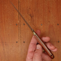 New Old Stock Anframa 4" Paring Knife Carbon Cherry Wood & Brass Handle Maniago, Italy ~1950s 60s