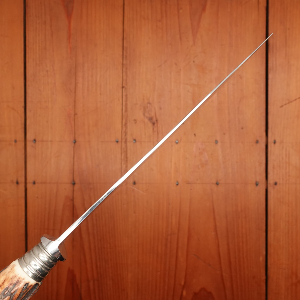 Walter Willms Carving Set Stainless & Carved Stag Solingen 1960-70s - 5 Pieces