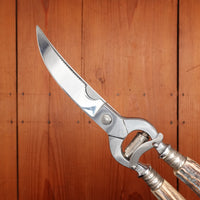 Walter Willms Carving Set Stainless & Carved Stag Solingen 1960-70s - 5 Pieces