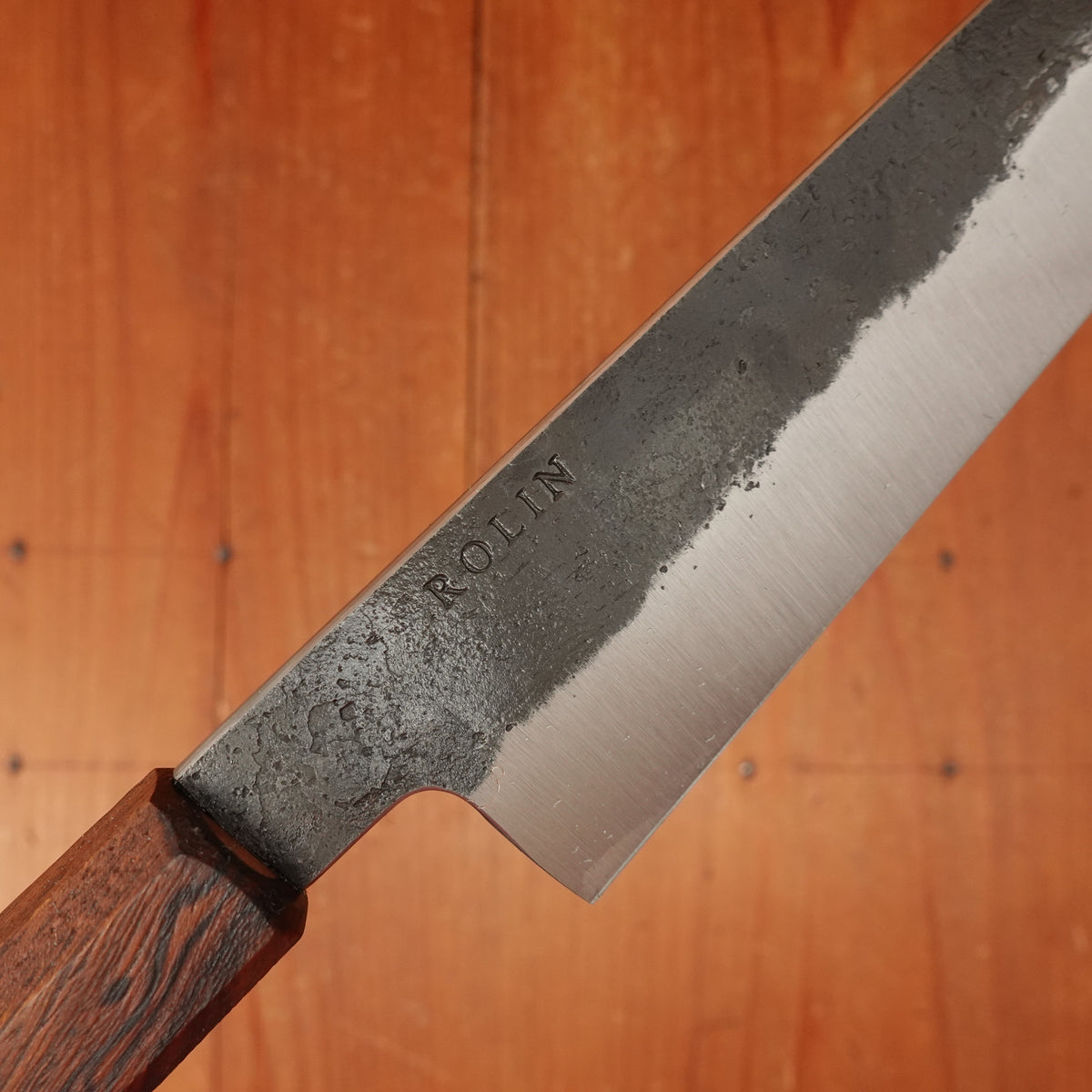 Rolin Knives 175mm Petty AEB-L Kurouchi Sandblasted Ironwood