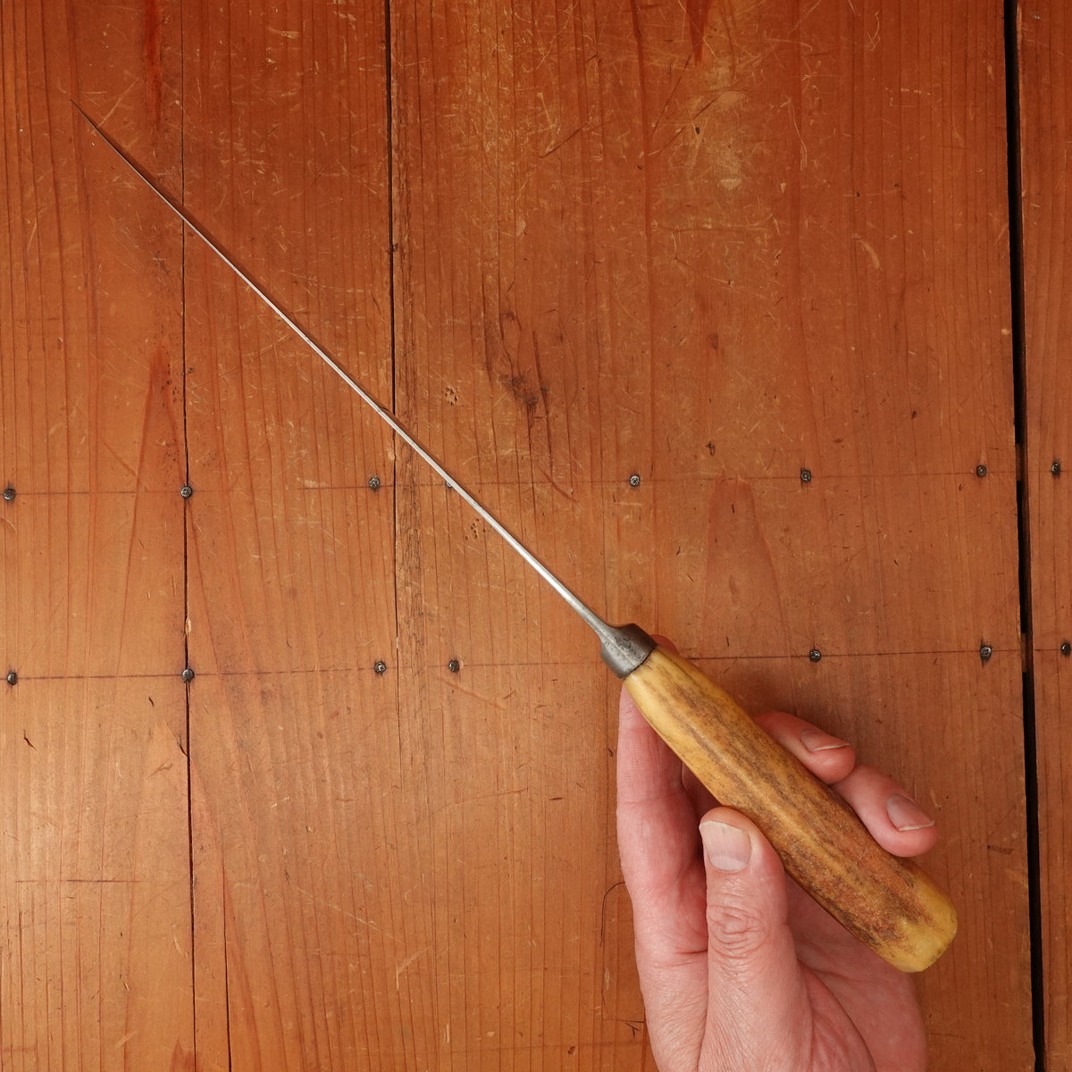 M E Peck 8.5" Carving Knife "Goffed" Forged Carbon Steel Stag (Sheffield ?) 1870s-1910?