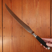 McPherson Brothers 9" Carving Knife Carbon Steel Bone Handle with Silverplate Bolsters Glasgow, Scotland ~1900-20