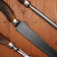 Thomas Ellin & Co Vulcan Carving Set Carbon Stag & Sterling Handles with Box Sylvester Works Sheffield, England 1912 - 3 Pieces