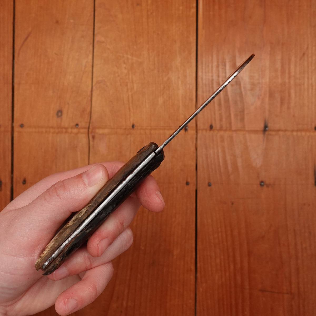 New Old Stock 3 3/8" Serpette Pruning Jack Carbon Steel & Horn Maniago Italy 1950s-70s