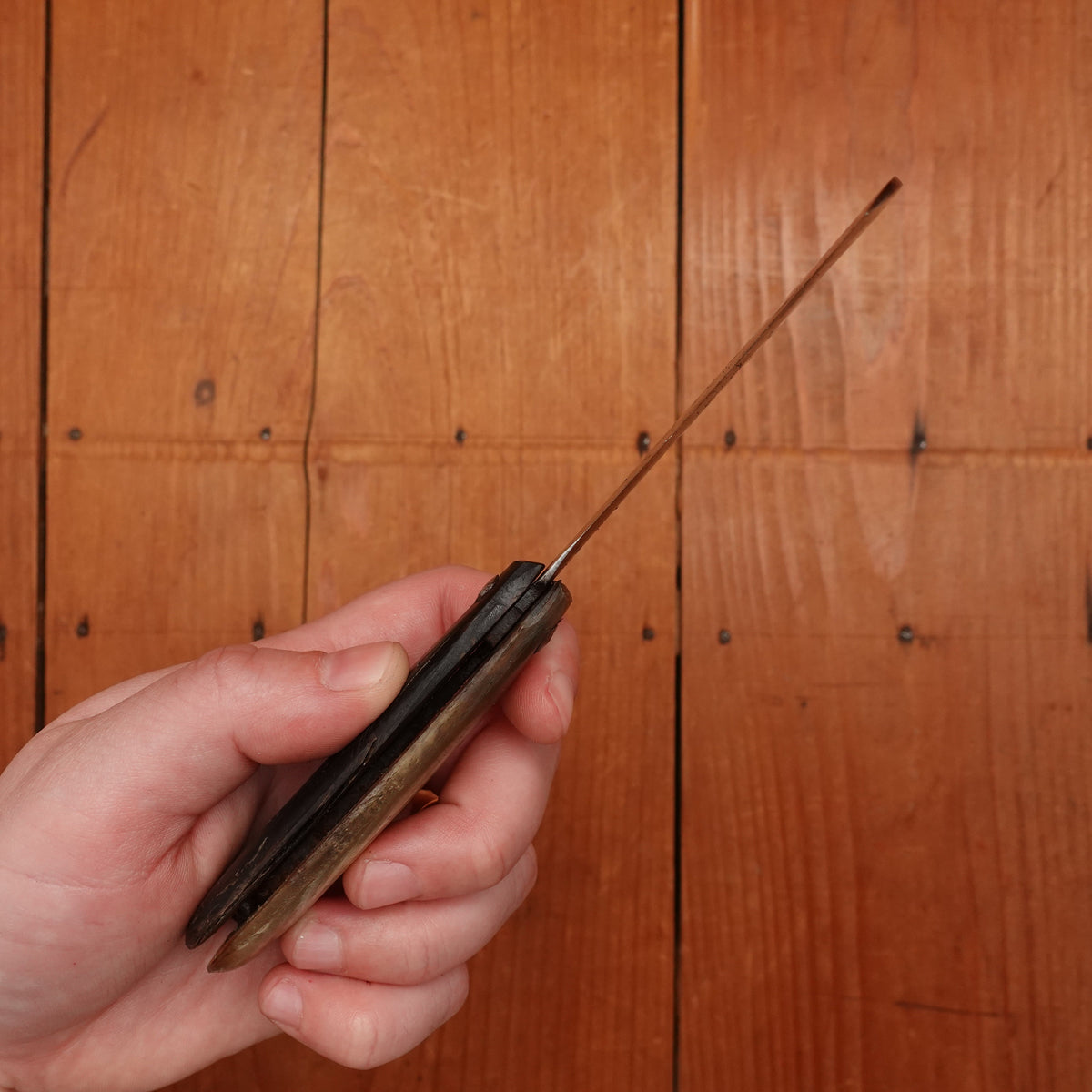 New Old Stock 3 3/8" Serpette Pruning Jack Carbon Steel & Horn Maniago Italy 1950s-70s