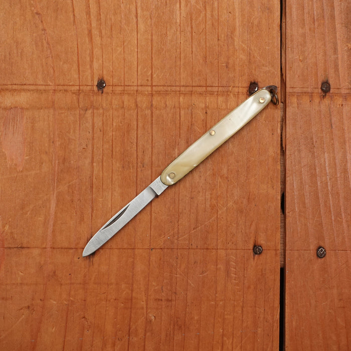 New Old Stock 2 1/8" Pen Knife Carbon Steel & Cracked Ice Maniago, Italy 1950-70s