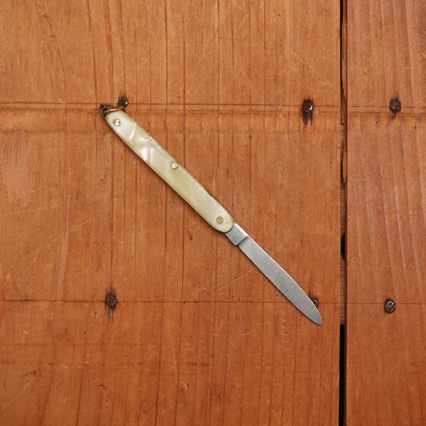 New Old Stock 2 1/8" Pen Knife Carbon Steel & Cracked Ice Maniago, Italy 1950-70s