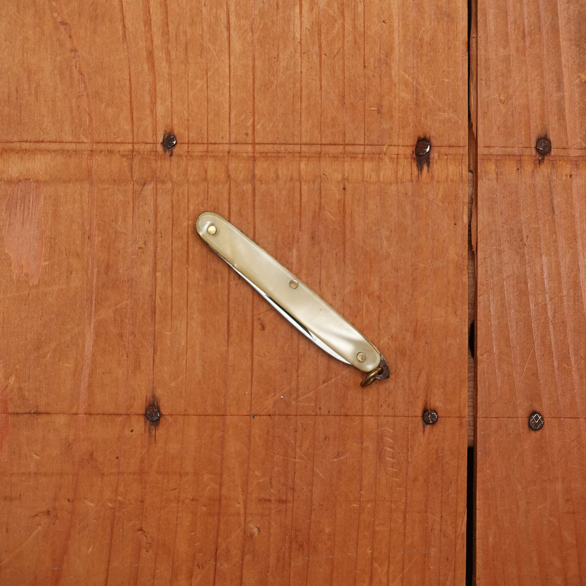 New Old Stock 2 1/8" Pen Knife Carbon Steel & Cracked Ice Maniago, Italy 1950-70s