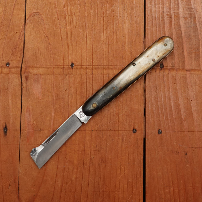 New Old Stock 4 1/8" Non- Bolstered Grafting Knife Carbon Steel & Horn Maniago, Italy 1950-70s