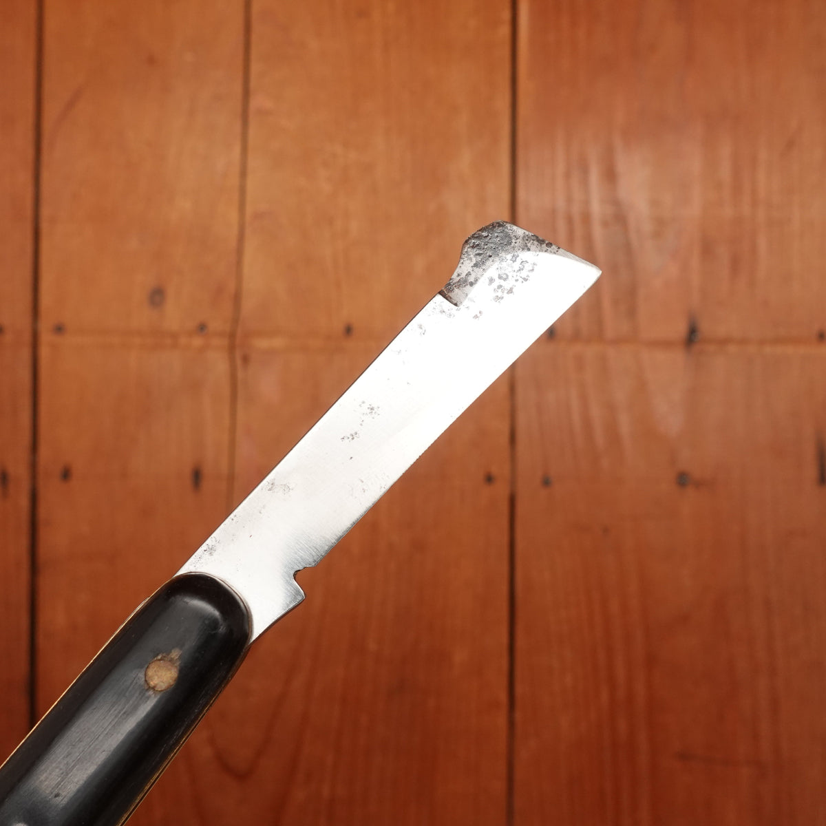 New Old Stock 4 1/8" Non- Bolstered Grafting Knife Carbon Steel & Horn Maniago, Italy 1950-70s