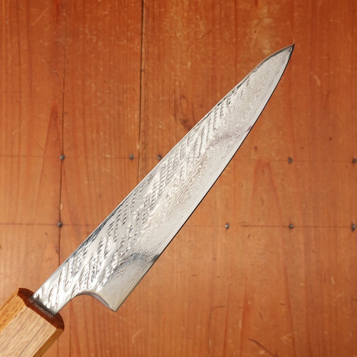 OUL 135mm Petty AUS10 Nickel Damascus Nawame Oak Handle