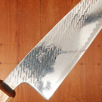 OUL 165mm Santoku AUS10 Nickel Damascus Nawame Oak Handle