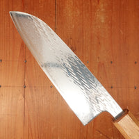 OUL 165mm Santoku AUS10 Nickel Damascus Nawame Oak Handle