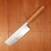 OUL 165mm Nakiri AUS10 Nickel Damascus Nawame Oak Handle