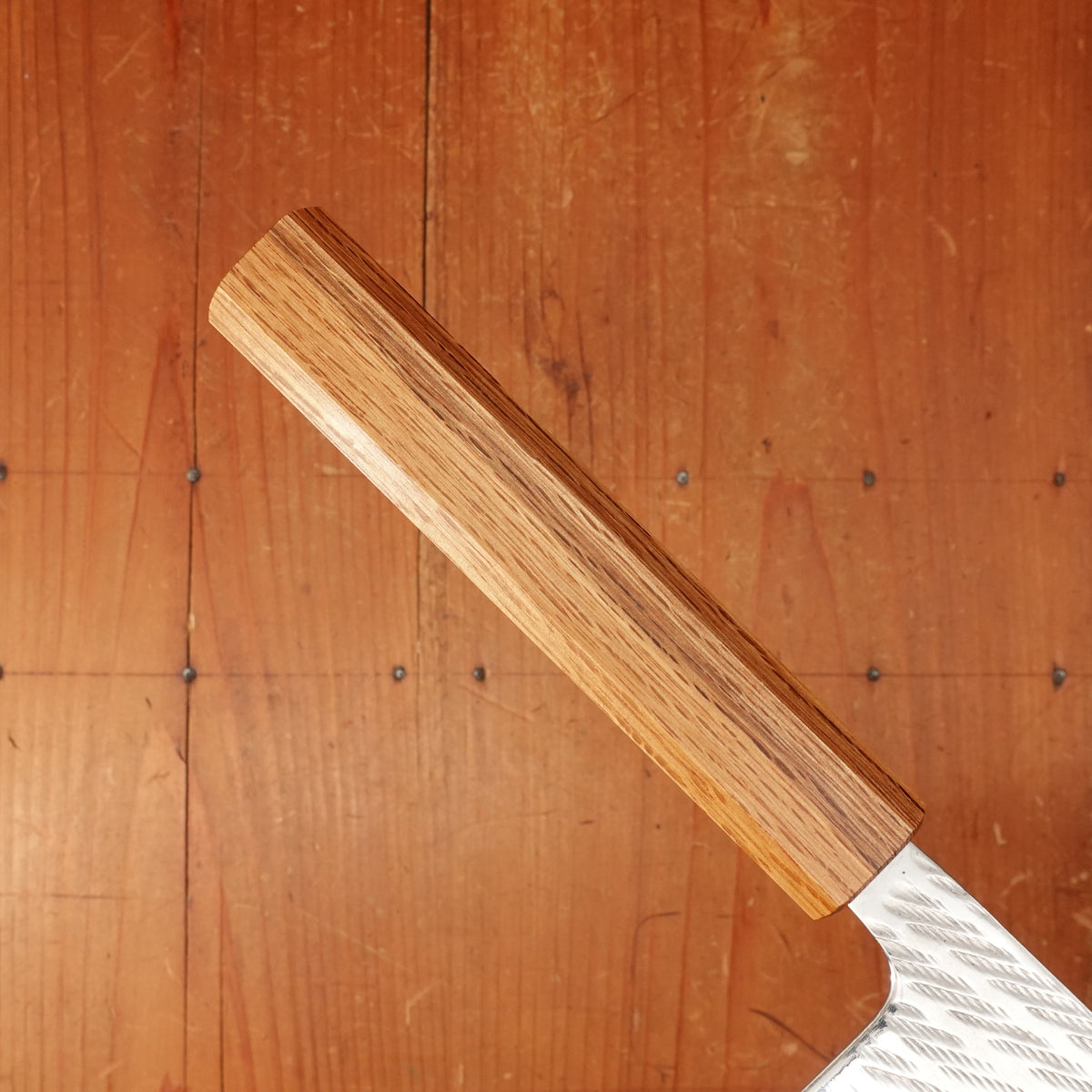 OUL 165mm Nakiri AUS10 Nickel Damascus Nawame Oak Handle