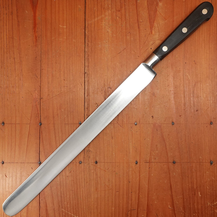 Unmarked 12" French Roast Slicer Forged Stainless & Walnut 1960-70s