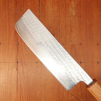 OUL 165mm Nakiri AUS10 Nickel Damascus Nawame Oak Handle