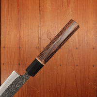 New Old Stock Yoshikane 240mm Sujihiki SLD Suminagashi Blade New Burnt Chestnut Handle