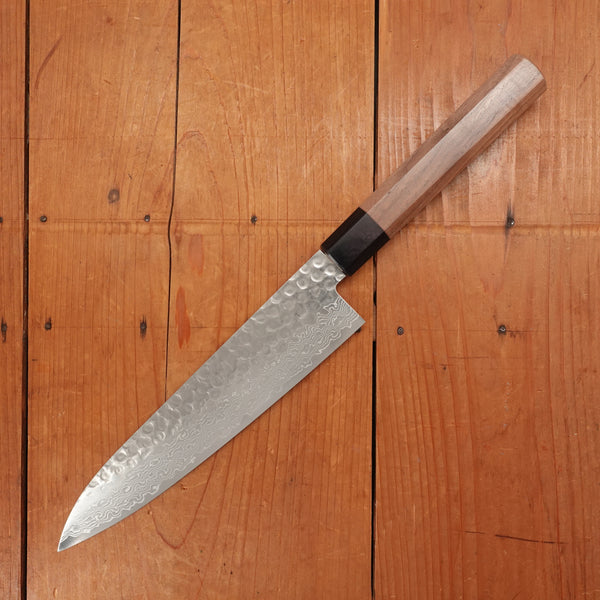 Hitohira HG 210mm Gyuto Stainless Tsuchime Damascus Walnut Handle