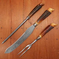 Abram Brooksbank Malinda Works 3 Pc Carving Set In Box Sheffield Circa 1900-1920?
