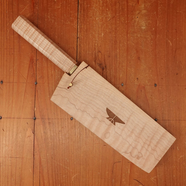 Rolin Knives 165mm Nakiri Apex Ultra Stabilized Curly Maple and Brass with Saya