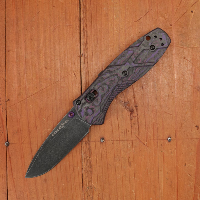 Benchmade Gold Class 585BK-251 Mini Barrage Drop Point CPM-S90V AXIS Assist Lock Purple Haze Handle