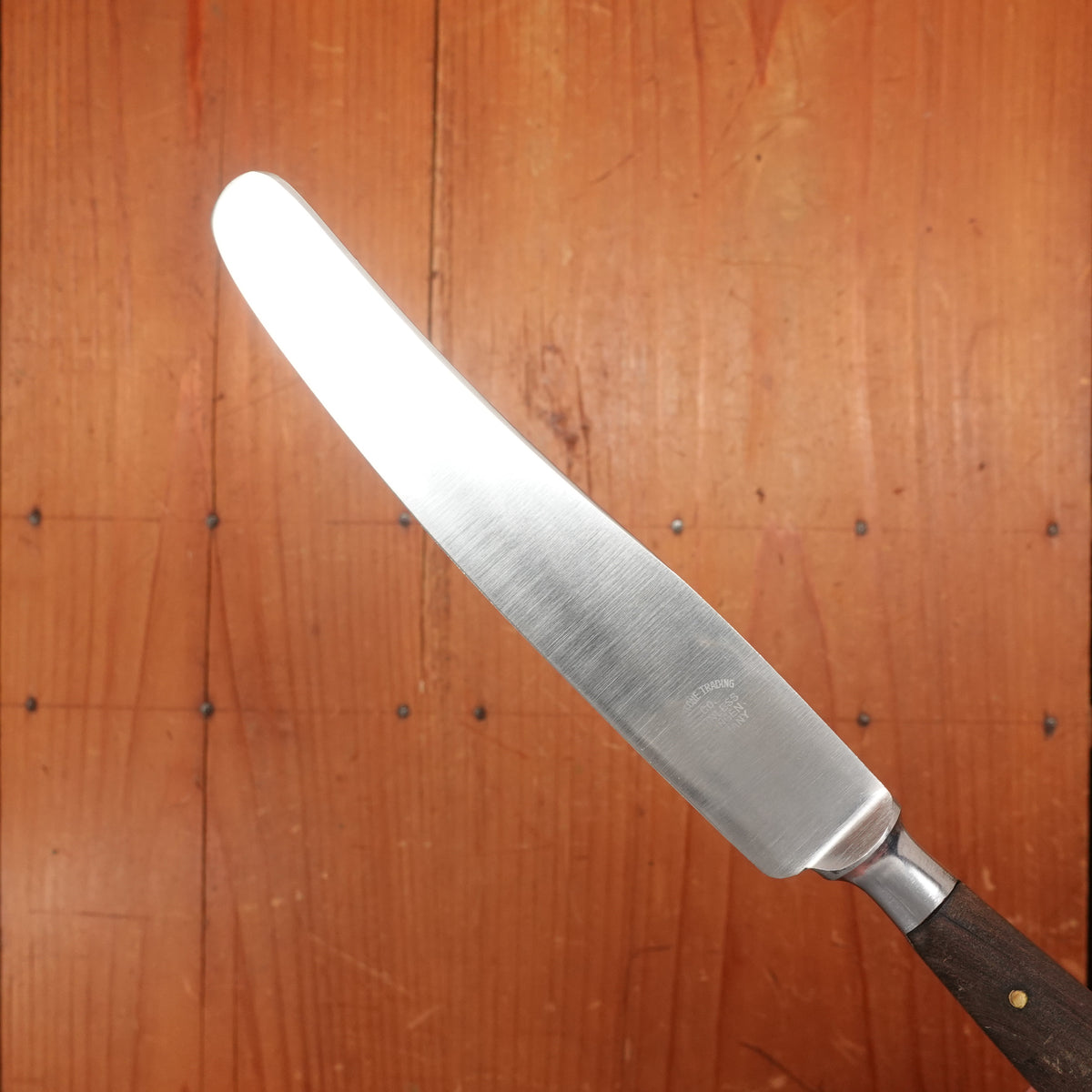 Firestone Trading Co 4pc Forged Table Knife & Fork Set Stainless & Walnut Solingen ~1950s