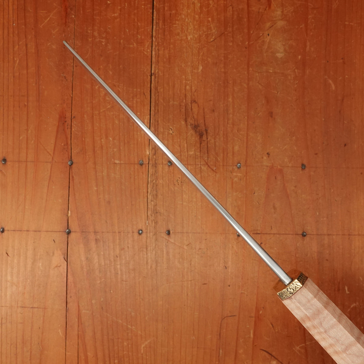 Rolin Knives 165mm Nakiri Apex Ultra Stabilized Curly Maple and Brass with Saya