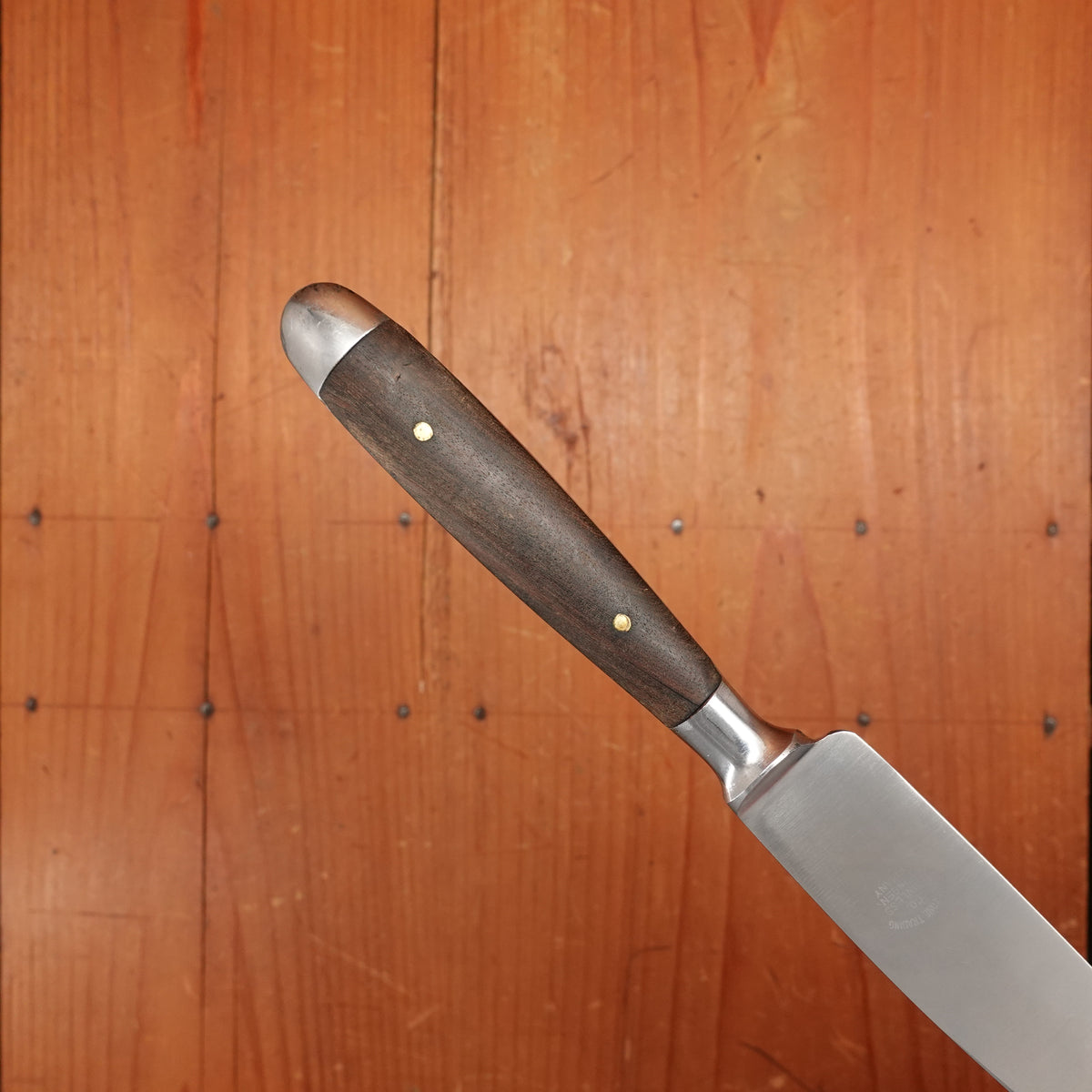 Firestone Trading Co 4pc Forged Table Knife & Fork Set Stainless & Walnut Solingen ~1950s