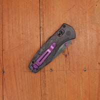 Benchmade Gold Class 585BK-251 Mini Barrage Drop Point CPM-S90V AXIS Assist Lock Purple Haze Handle