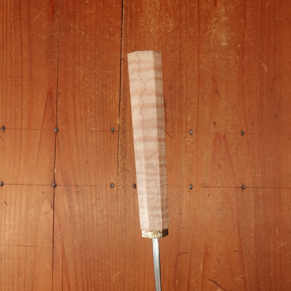 Rolin Knives 165mm Nakiri Apex Ultra Stabilized Curly Maple and Brass with Saya