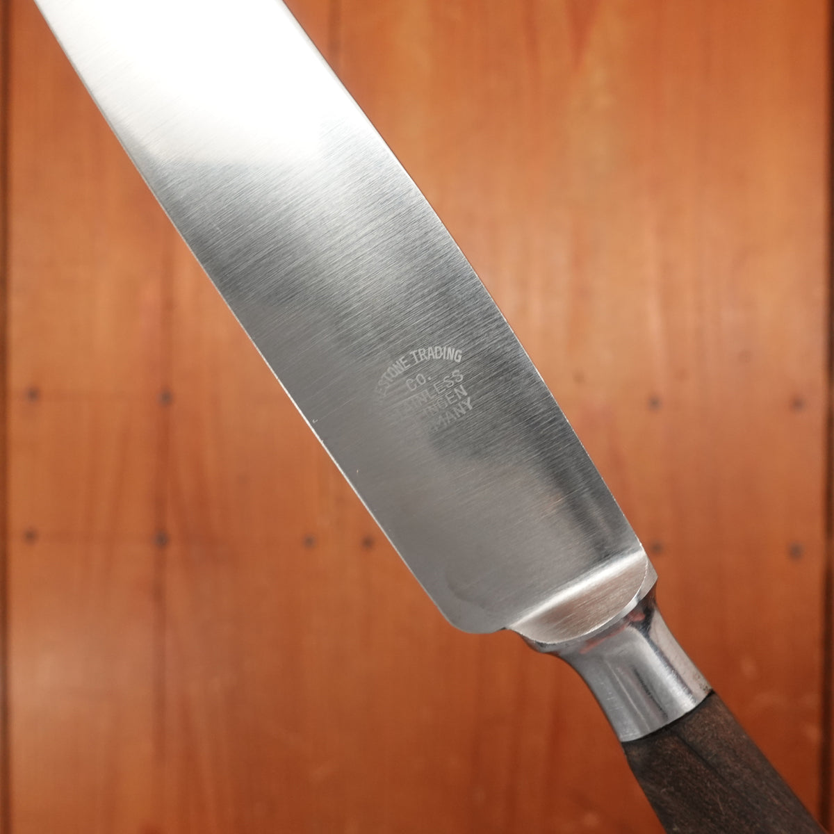 Firestone Trading Co 4pc Forged Table Knife & Fork Set Stainless & Walnut Solingen ~1950s