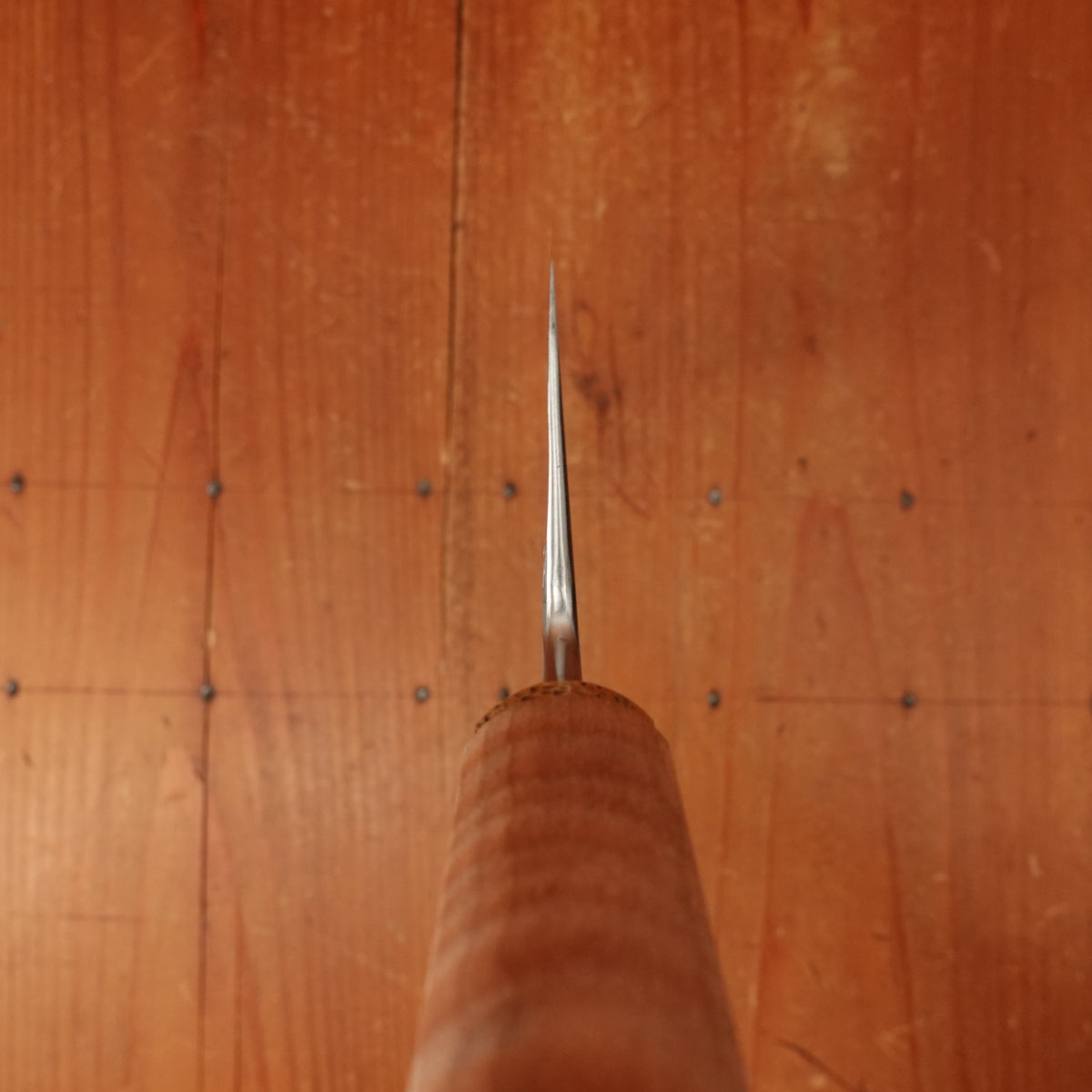 Rolin Knives 165mm Nakiri Apex Ultra Stabilized Curly Maple and Brass with Saya