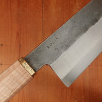Rolin Knives 165mm Nakiri Apex Ultra Stabilized Curly Maple and Brass with Saya