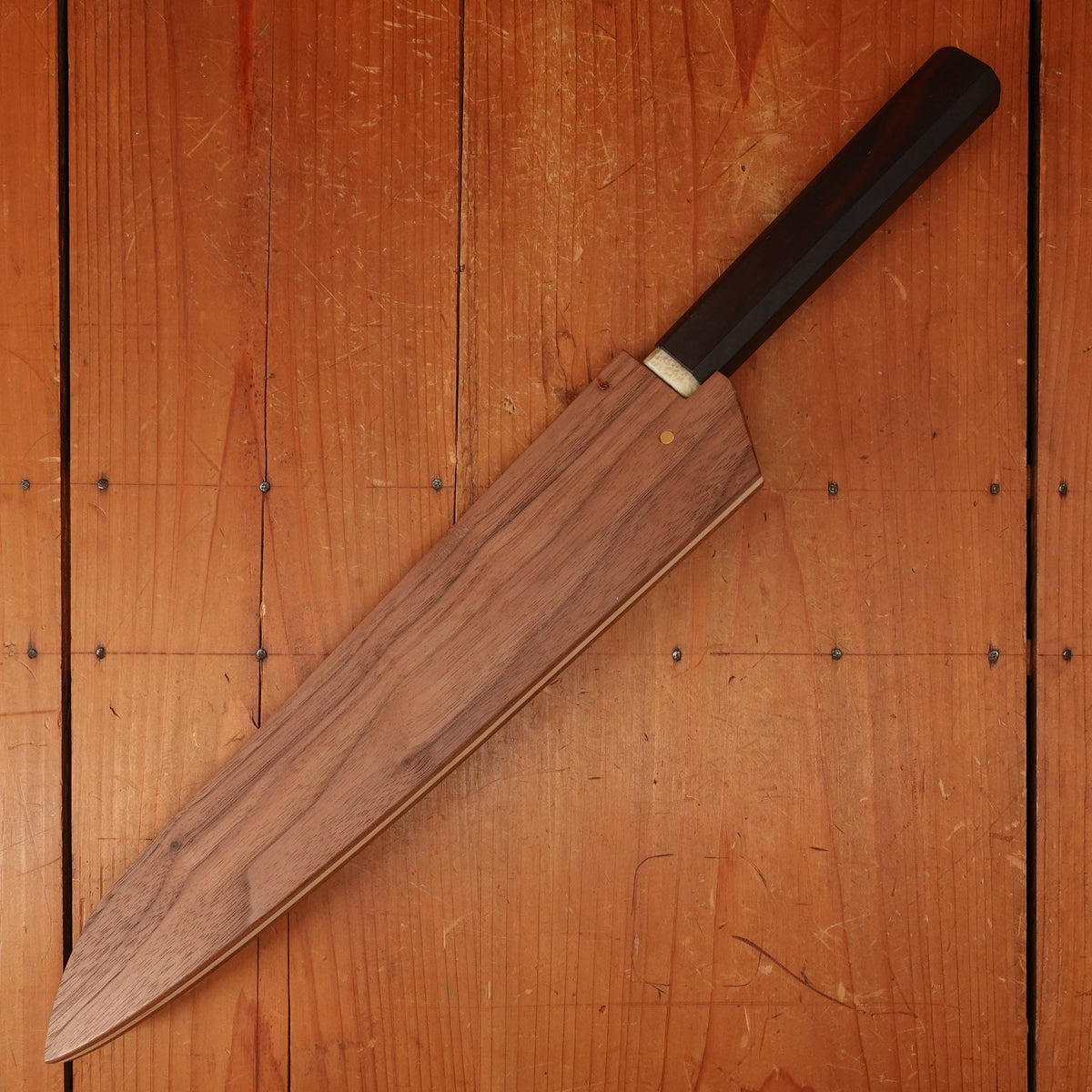 Rolin Knives 260mm Sujihiki 52100 Kurouchi Octagonal Rosewood and Micarta with Saya