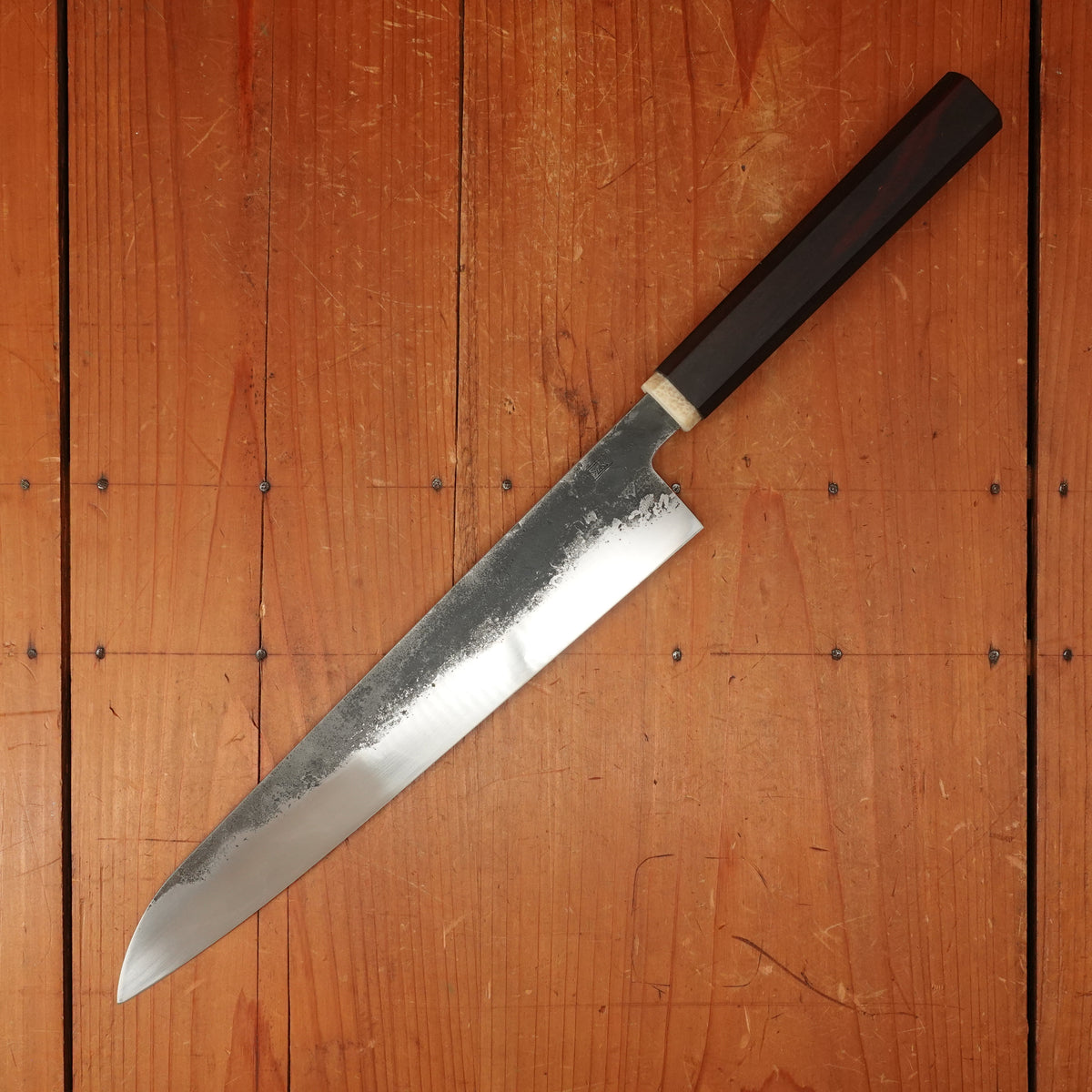 Rolin Knives 260mm Sujihiki 52100 Kurouchi Octagonal Rosewood and Micarta with Saya