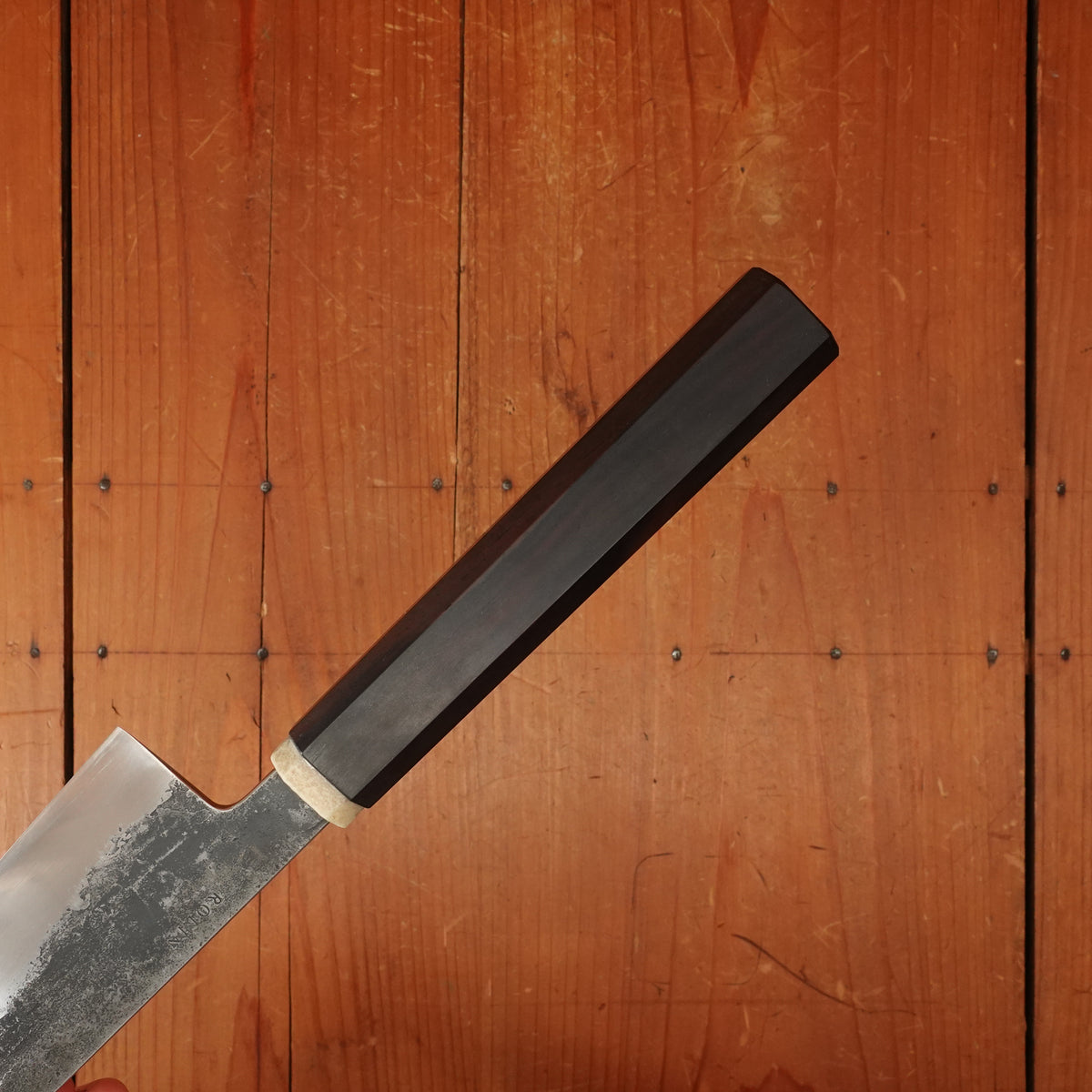 Rolin Knives 260mm Sujihiki 52100 Kurouchi Octagonal Rosewood and Micarta with Saya