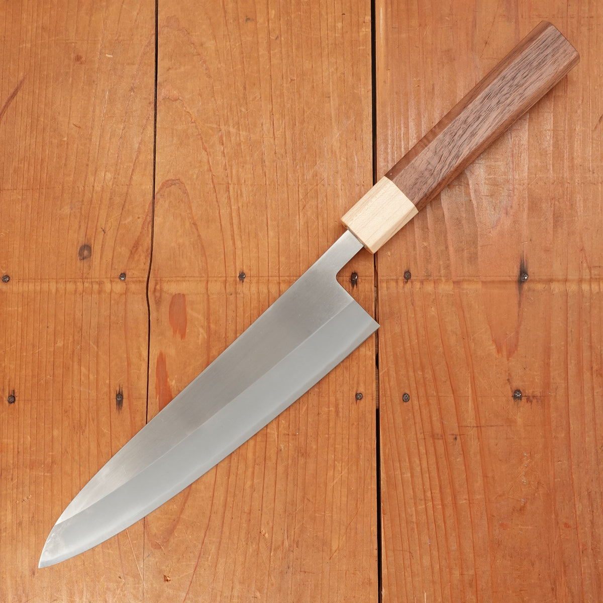 Hitohira TD 210mm Gyuto Stainless Clad Aogami 2 Migaki Walnut Handle