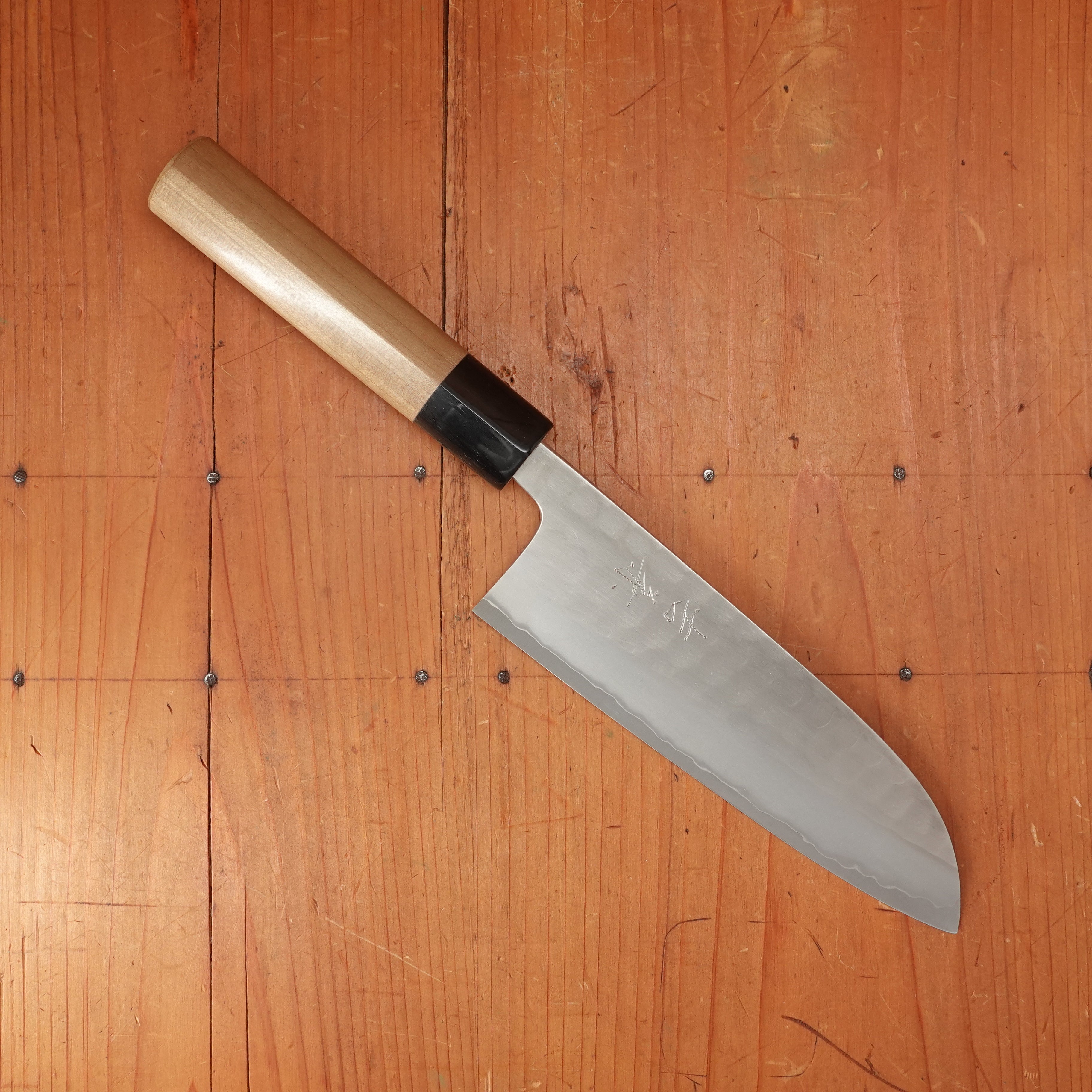 New Old Stock Yoshikane 165mm Santoku SKD Tsuchime D Ho/Horn