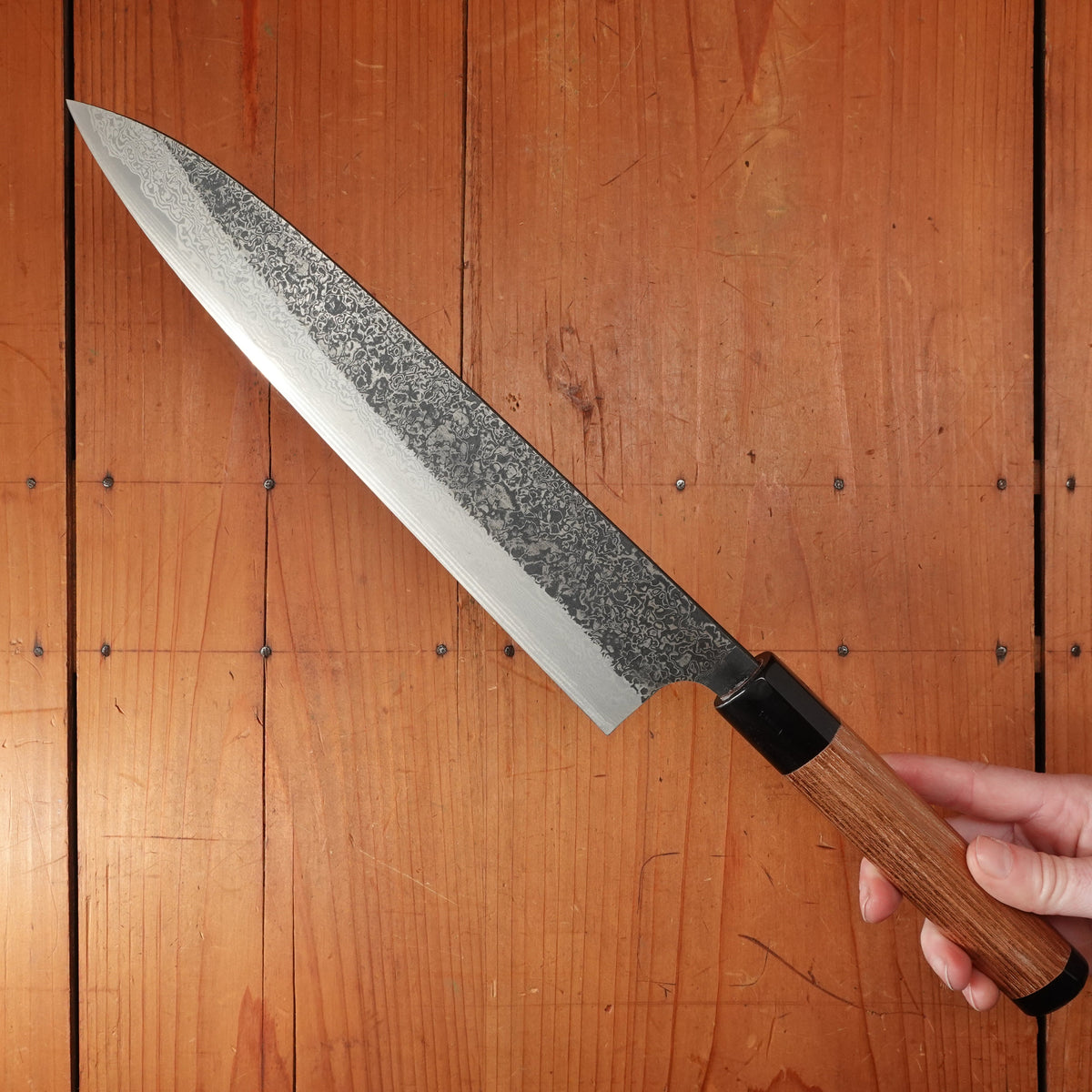 New Old Stock Yoshikane 240mm Wa-Gyuto SLD Suminagashi Half-Octagonal Enju/Double Horn Handle