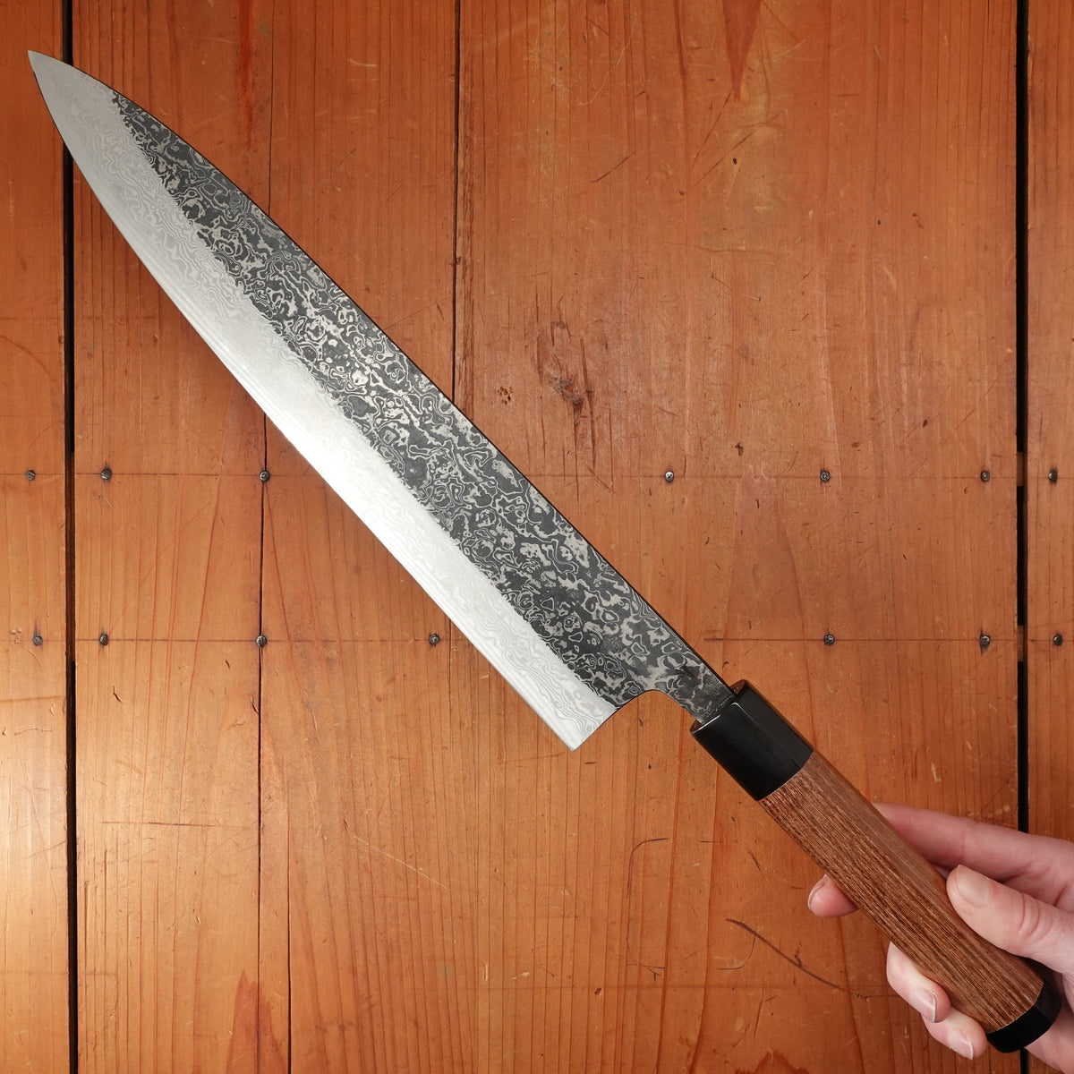 New Old Stock Yoshikane 270mm Wa-Gyuto SLD Suminagashi Half-Octagonal Enju/Double Horn Handle